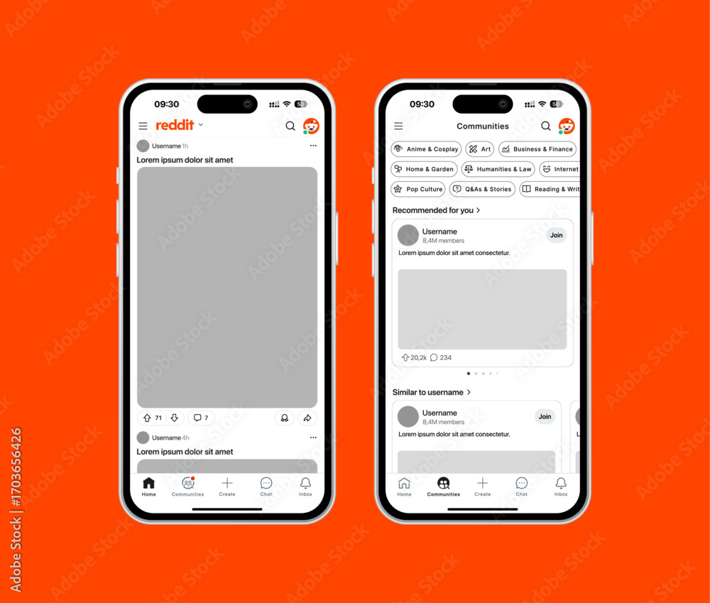 Reddit UI Template 2025 Update Shown On IPhone 17 Light Mode Editable 