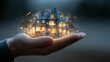 © Bashir - Secure your future with home ownership, a miniature house resting safely in a hand, glowing with warmth and promise, a symbol of dreams realized, real estate investment