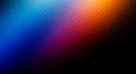 Canvas Print - abstract diamond patterned background with blue to orange gradient image photo