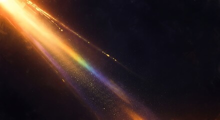 Canvas Print - Abstract Light Streaks and Particles with Rainbow Hues on Dark Background glow