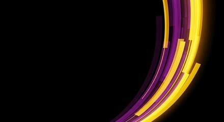 Canvas Print - abstract purple and yellow swirls on black background curve