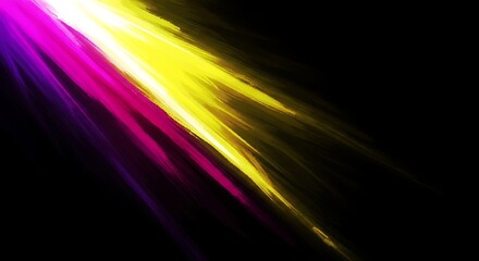 Canvas Print - abstract streaks of purple, pink, and yellow light on black background image photo