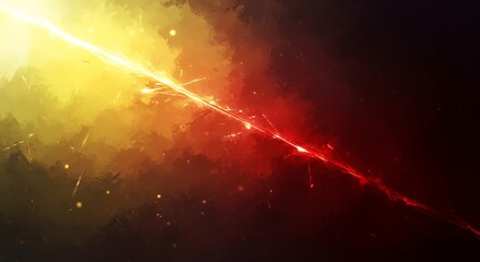 Canvas Print - Fiery Yellow and Red Abstract Explosion with Sparks fire energy