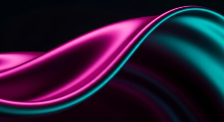 Canvas Print - swirling magenta and teal silk fabric with reflective sheen abstract