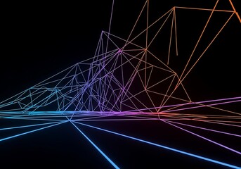 Dynamic wireframe landscape showcasing futuristic geometric formations