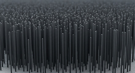 Abstract futuristic background showing a dense array of vertical black cylinders representing nanotechnology or data