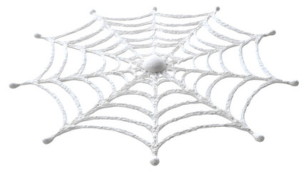 White spider web delicate cut-out for decoration, isolated on white background