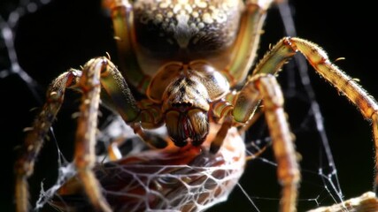 Macro Shot of a Spider on its Web