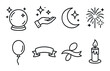 © ihor - Mystical icons: crystal ball, hand, moon, fireworks, balloon, banner, leaves, candle