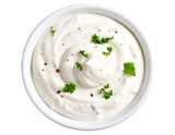 Ranch dressing in a bowl isolated on transparent background