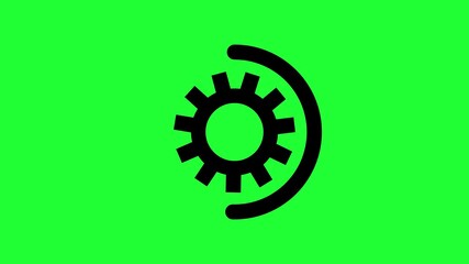 Loading icon and gear icon animation green screen.