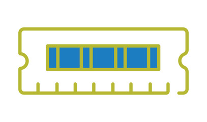 Modern line art icon of a computer RAM stick. Random access memory module graphic for technology and hardware concepts.