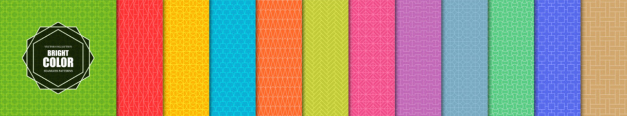 Wall Mural - Collection of bright colorful geometric seamless ornamental patterns - vibrant symmetry textures. Vector repeatable oriental backgrounds