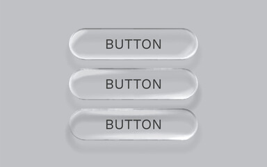 Wall Mural - Transparent glass buttons, frame label, event web bar. Vector illustration