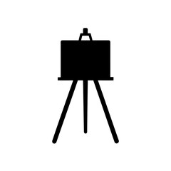 Easel with blank canvas on transparent background silhouette