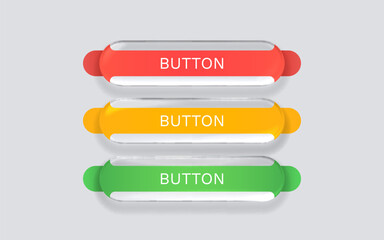 Wall Mural - Glass button, frame label, event web bar, buttons with color. Vector illustration