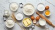 © detiyy - Baking ingredients arranged on marble surface