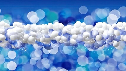 Abstract winter scene with white orbs and blue bokeh