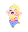 © Amelia - Joyful Hijab-Wearing Girl in Playful Pose, Digital Illustration