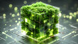 © xu - Future cubes, digital data streams and plants. Integration of technology and ecology. Environment, Society and governance