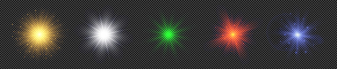 Wall Mural - set of light effects of lens flares