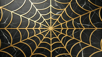 Gold spider web pattern on black marble texture image 2