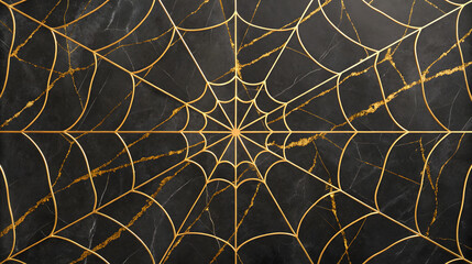 Gold spider web pattern on black marble texture image 3