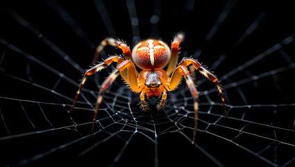 Vibrant multicolored spider on intricate web macro shot detailed closeup of arachnid life nature photography