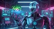 © Buckley - Technological Marvel: A sleek, advanced android, stands amidst the neon glow of a high-tech lab, seemingly manipulating energy, a visionary concept of artificial intelligence.