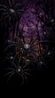 © NeuroPix - Swarm of Spiders in a Dark Forest at Dusk - Halloween Horror Illustration