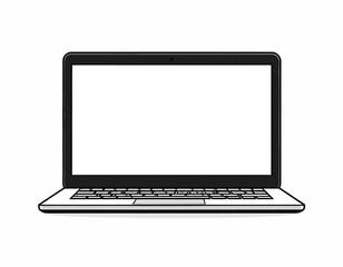 Minimalist vector icon of a laptop computer featuring bold, clean outlines and a blank screen, perfect for mockups and presentations
