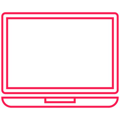 red outline laptop icon
