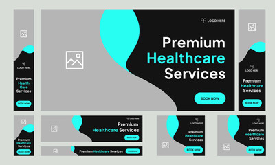 Wall Mural - digital healthcare services web set banner design for social media post, modern medical services web