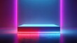 © Stock by Farhad - Beautiful photo of vibrant photo of empty light podium with neon on abstract background with copy space. Modern platform for product placement or montage, promotion, mock up.