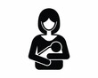 © creative - Mother holding baby silhouette vector isolated on white background