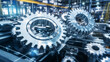© plysuikvv - Precision engineered metal gears in a manufacturing facility Generative AI