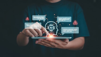 Digital Cognitive Processing: This image encapsulates the essence of artificial intelligence, with a focus on neural networks, cybernetics, and futuristic digital technology.