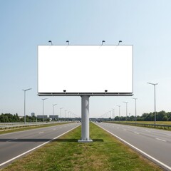 Blank billboard isolated on white background for advertising use cases.