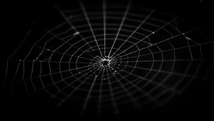 Intricate spiderweb spun with delicate threads in a radial pattern revealing natural design and organic structure