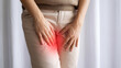 © ROWSHAN - Woman suffering from itching in her crotch, health care concept, fungal infection, candidiasis, skin disease medical technology