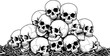 © Salma - A pile of skulls human skulls with many shaped background tattoo hand drawing vectors art lines