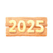 © Mister - Wooden plaque displaying the year 2025 in bold numerals, cut out