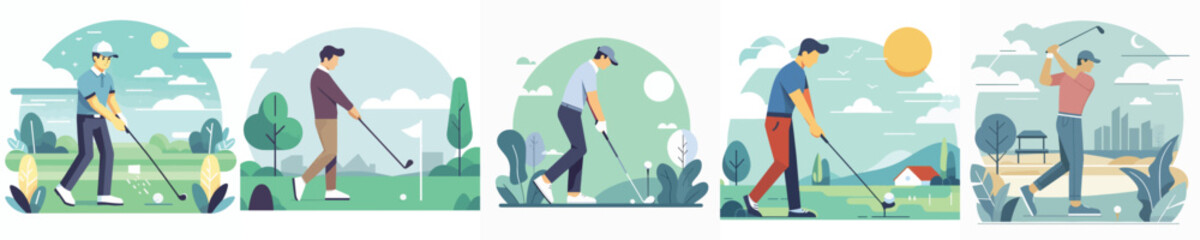 man playing golf in simple and minimalist
