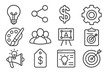 © Александр Михайлюк - Creative Process Icons. Line style icons of modern creative process: light bulb, share icon, dollar sign, gear; palette,