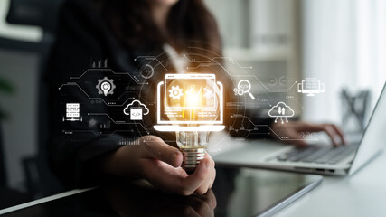 Modern web development concept featuring coding symbols, web development process, web development interface, and web development tools with futuristic design. Spline