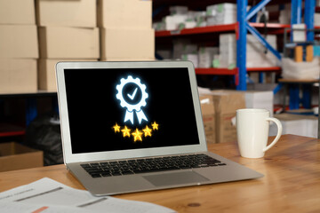 Wall Mural - online product certification, marking a key achievement. demonstrates commitment to quality and trus