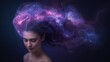 © Alex Faria - A beautiful woman with her hair transforming into a vibrant nebula filled with stars and cosmic dust a stunning representation of imagination and the universe within