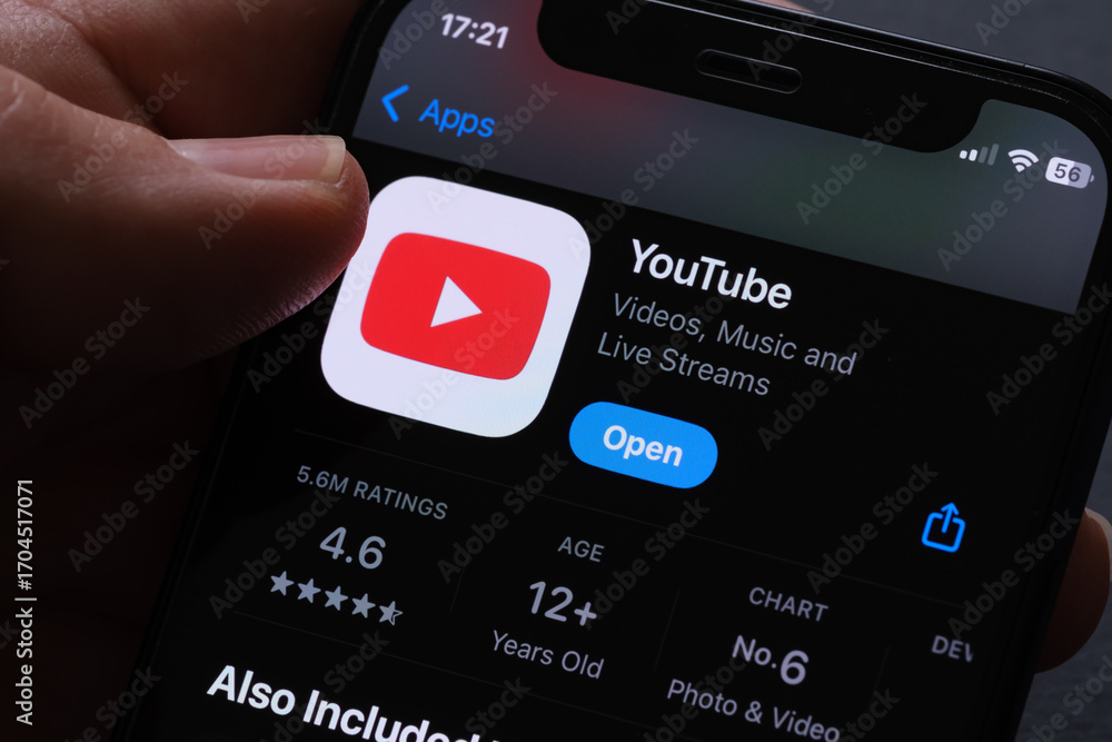YouTube App Store listing on iPhone highlights video streaming and ...