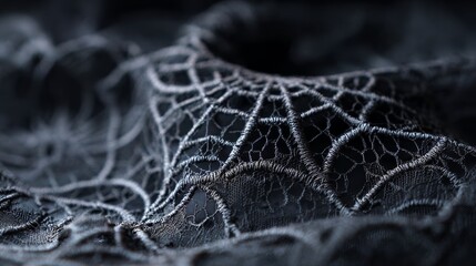 Spiderweb lace textile detail. Gothic Halloween fabric