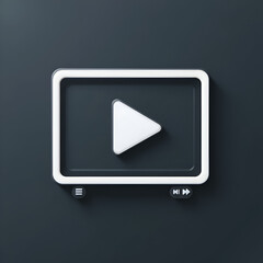 Video Screen icon white mode. Screenshot of Video Media Player. App interface to playback film live streaming. Control minimalist Button. Simple elegant display.